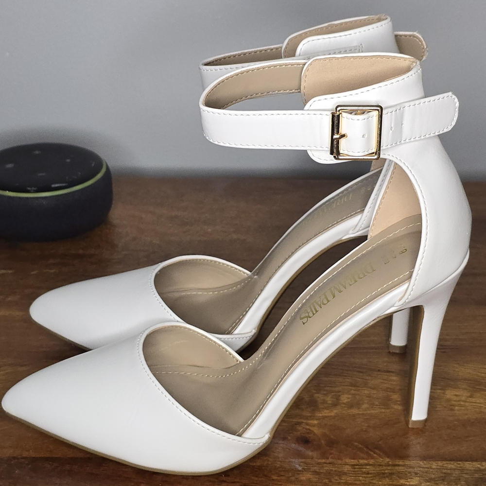 Dream Pairs White Ankle Strap Heels